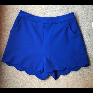 Royal Blue High Waisted Scalloped Shorts